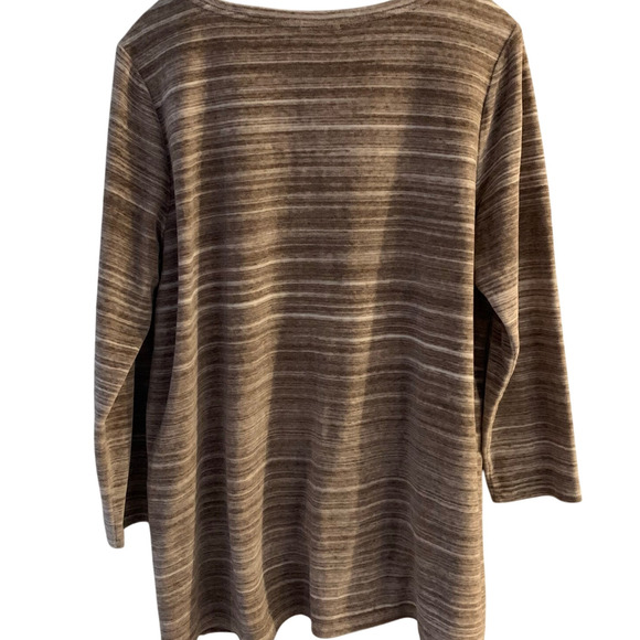 Pure Jill Top Women's Size Petite X-Large Beige Heather Velour Soft Top Pockets - Picture 2 of 6